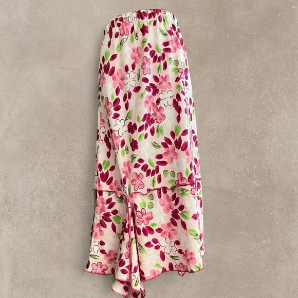 SAG HARBOR Petitle Floral Skirt Pink And White Midi Skirt - Picture 2 of 6